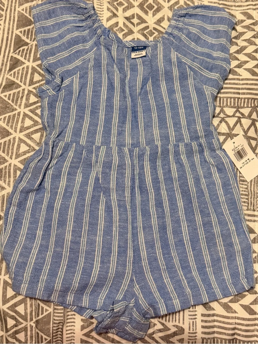 Old Navy Blue & White Striped Girls' Romper